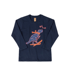 Camiseta Up Baby Manga Longa Dino Azul Escuro - comprar online