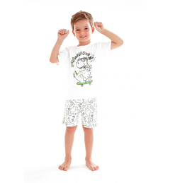 Pijama Up Baby Camiseta com Bermuda em Suedine Skatesaurus