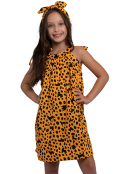 Vestido Siri Kids Zoe Estampa Pet Laranja - comprar online
