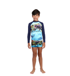 Blusa de Sol Siri Kids Estampa Dino World Azul - loja online