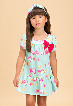 Vestido Bika Kids Pitaya Com Laço de Cabelo - comprar online