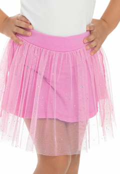 Saia Infantil Bika Kids Cotton e Tule com Glitter Rosa - comprar online