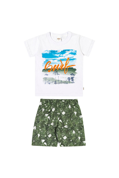 CONJUNTO MENINO SURF BRANCO / VERDE ELIAN - comprar online