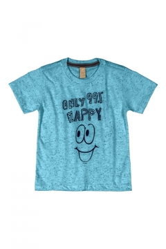 Camiseta Up Baby Manga Curta Happy Azul
