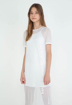 Vestido Dimy Candy Midi de Tule Branco/Prata - loja online