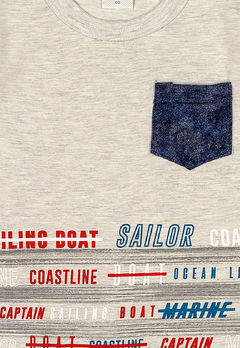 Camiseta Menino Elian Sailor Mescla Claro - comprar online