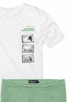 Conjunto King&Joe Play Bermuda Moletom e Camiseta Off White - comprar online
