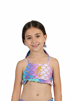 Biquini Cropped Siri Kids Luana Sereia Candy Glitter na internet