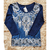 blusa feminina mangas 3/4 estampada na cor azul marinho