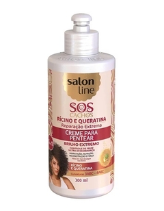 CREME DE PENTEAR SALON LINE SOS 300ML CACHOS RICINO E QUERATINA