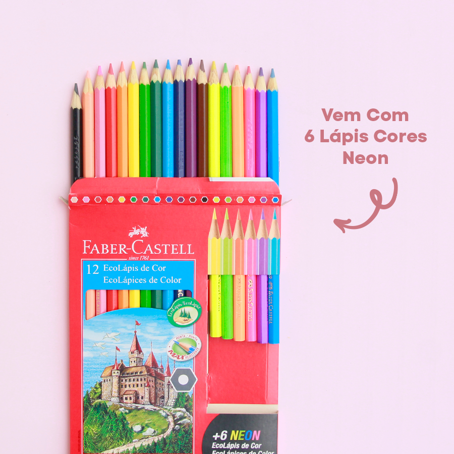 Lápis de cor Faber-Castell Neon com 6 cores