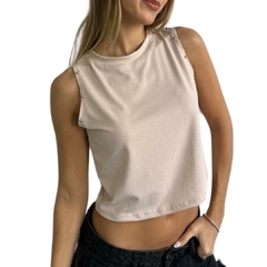 Remera sin Mangas Crop con Tachas - tienda online