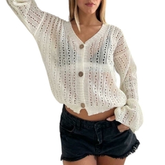 Cardigan Tejido Calado con Botones - comprar online