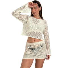 Remera Crop Tejida Mangas Largas - comprar online