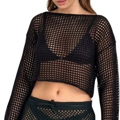 Remera Crop Tejida Mangas Largas - tienda online