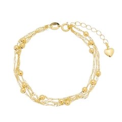 Pulseira 3 voltas com bolas folheada em ouro 18k