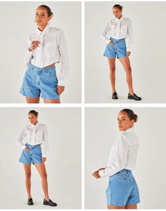 Camisa Cropped Gravata - Juliana Oliveira Store