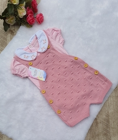 Conjunto de Jardineira e Body Bordado Rosa - comprar online