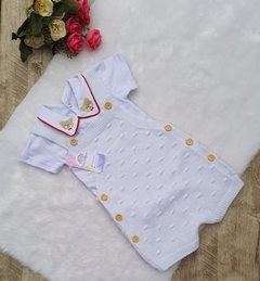 Conjunto de Jardineira e Body branco