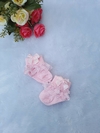 Meia de bebê com renda e laço rosa