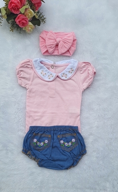 Conjunto de tapa fraldas e body rosa - loja online