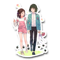 /STICKER_EL_VIAJE_DE_CHIHIRO: Chihiro_y_Haku (fanart)