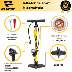 INFLADOR DE PIE PATRIOT C/MANOMETRO DE ACERO AMARILLO en internet