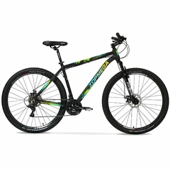 BICICLETA R.29 TOPMEGA REGAL MTB 21V ALUMINIO NEG/VERD/CEL/AMA