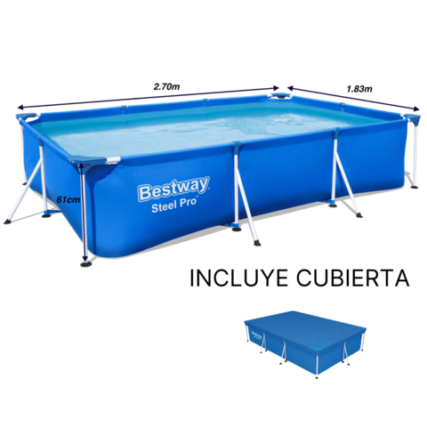 Piscina Rectangular Estructural 3.00 m x 2.01 m x 66 cm Bestway – 2 Capas –  Kanggu