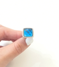 Anillo sello con piedra azul de Plata 