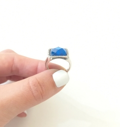 Anillo sello con piedra azul de Plata 