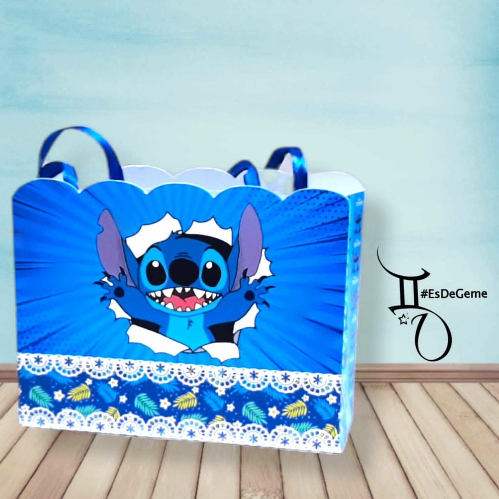 Bolsas Personalizadas Cumpleaños Stitch + Etiqueta 10 Unid.