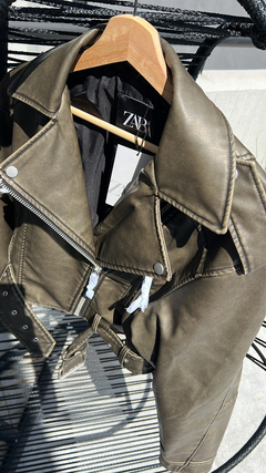 JACKET BIKER CARBON ZARA - tienda online