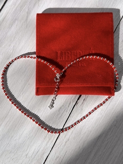 Choker Red 35+5cm plata 925