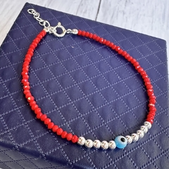 Pulsera roja con ojo plata 925