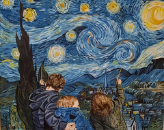 Mis nietos y la noche estrellada (Apropiación obra “Noche estrellada” de V. Van Gogh)