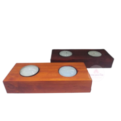 Porta vela de madera x 2 velas de noche - comprar online