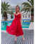 VESTIDO MIDI LADY LIKE RENDA VERMELHO MODELAGEM EVASÊ ALÇA REGULÁVEL - comprar online