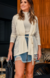 CARDIGAN OFF WHITE EM MALHA VISCOSE CANELADA COM CINTO - loja online