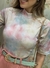 BLUSA MANGA CURTA GOLA ALTA MALHA TIE DYE OMBRO BORDADO - Moraine Concept Boutique | Moda feminina