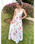 VESTIDO LONGO BRANCO ESTAMPA FLORAL FLUÍDO LAÇO OMBRO