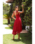 VESTIDO MIDI LADY LIKE RENDA VERMELHO MODELAGEM EVASÊ ALÇA REGULÁVEL - comprar online