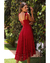 VESTIDO MIDI LADY LIKE RENDA VERMELHO MODELAGEM EVASÊ ALÇA REGULÁVEL