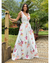 VESTIDO LONGO BRANCO ESTAMPA FLORAL FLUÍDO LAÇO OMBRO