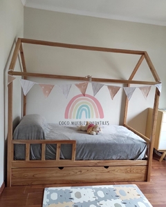 Cama Casita Simple con Carrocama Paraíso - Cocomueblesinfantiles | Muebles & Decokids