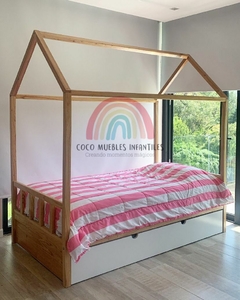 Cama Casita Simple con Carrocama Laqueado no