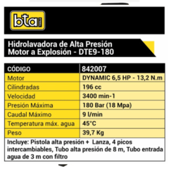 Hidrolavadora Bta Dynamic 6.5 Hp Motor a explosión - comprar online