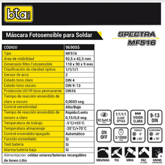 Máscara de soldar Fotosensible BTA MF121 careta - comprar online