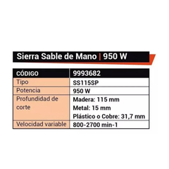 Sierra Sable Electrica Dowen Pagio De Mano Carne Hueso 950w - comprar online