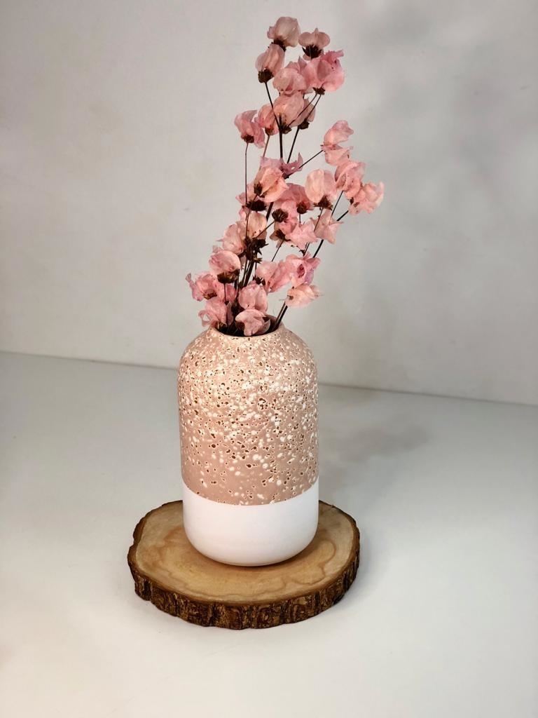 Vaso Cerâmica Redondo Rosa Claro 6cm - Florescer-Decor